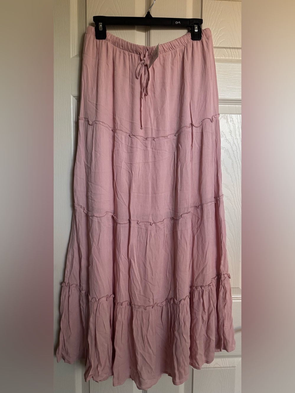 NWT Love Tree Blush Tiered Maxi Skirt with Drawstring Waist, Various Sizes